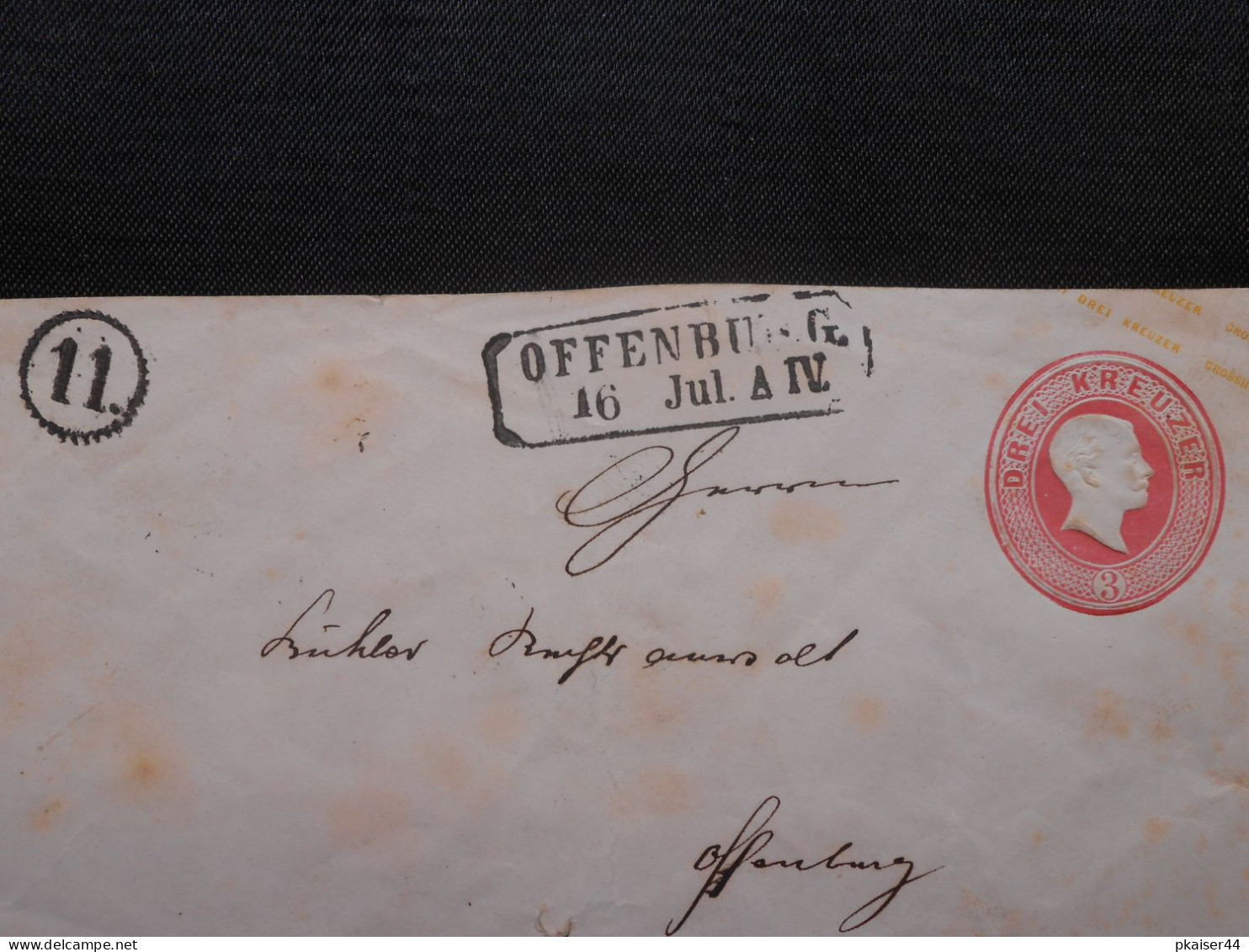 Baden  3Kr Auf Franco-Couvert  Uhrradstempel   Altdeutschland - Lettres & Documents