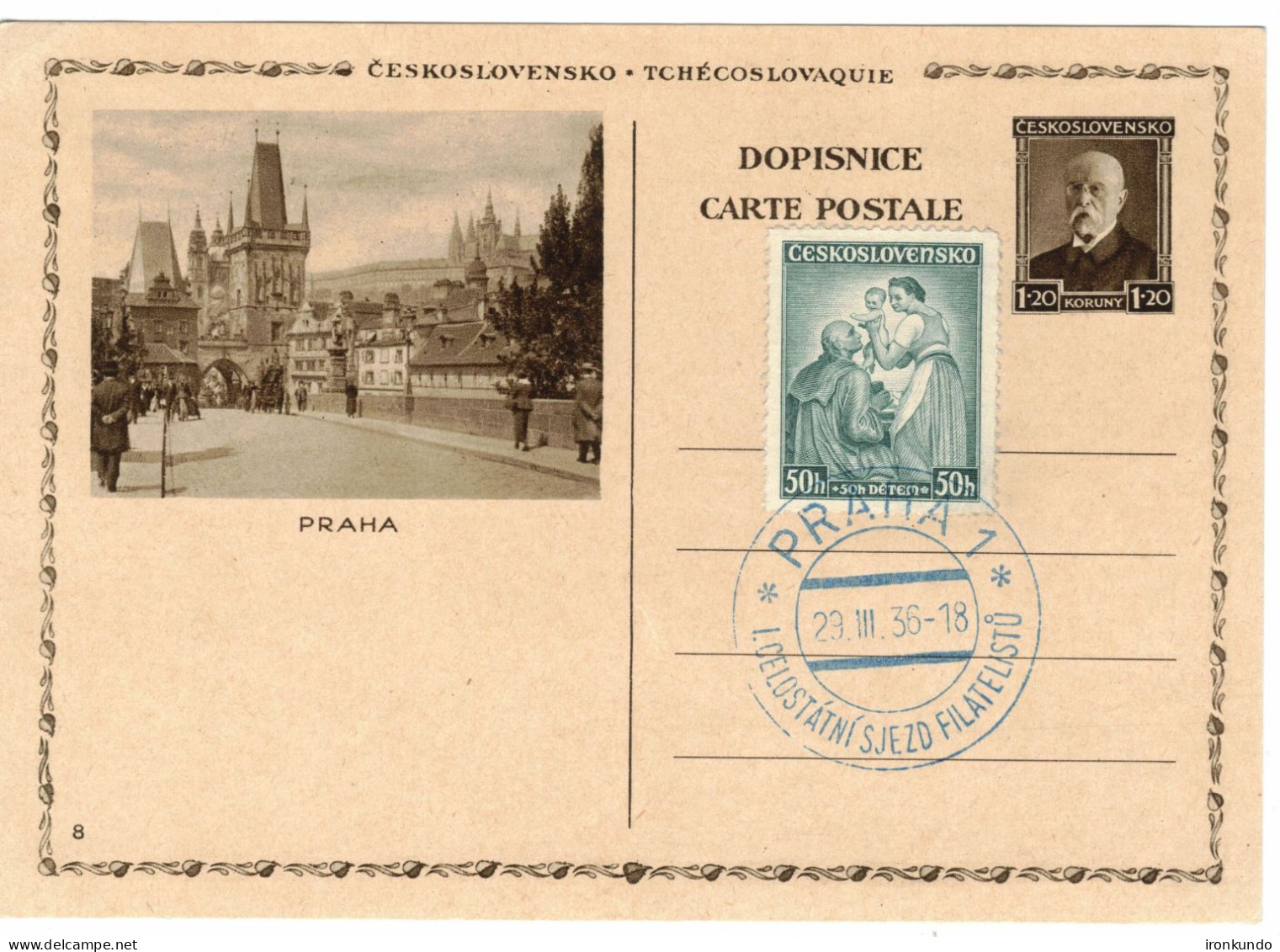 Czechoslovakia Illustrated Postal Stationery Card Praha - CDV46/8 - Postcards