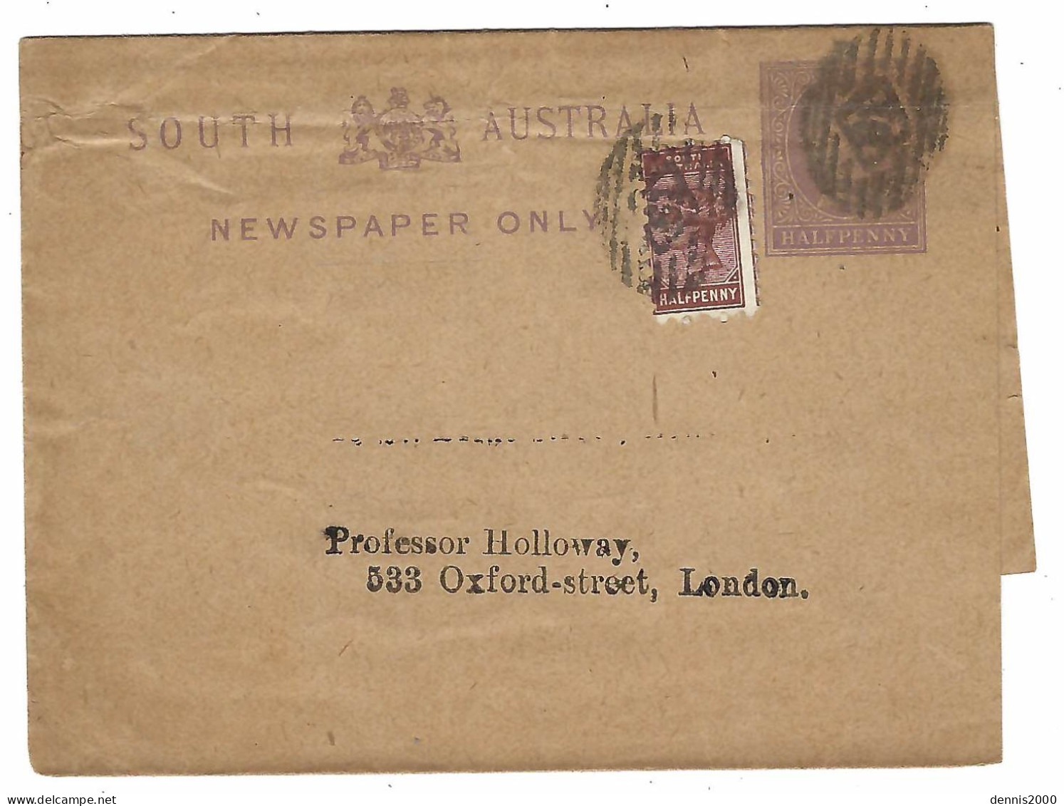 Sans Date -  Bande De Journal ( Newspaper Only  ) Entier Postal 1/2 Penny + 1/2 Complémentaire Pour Londres - Storia Postale