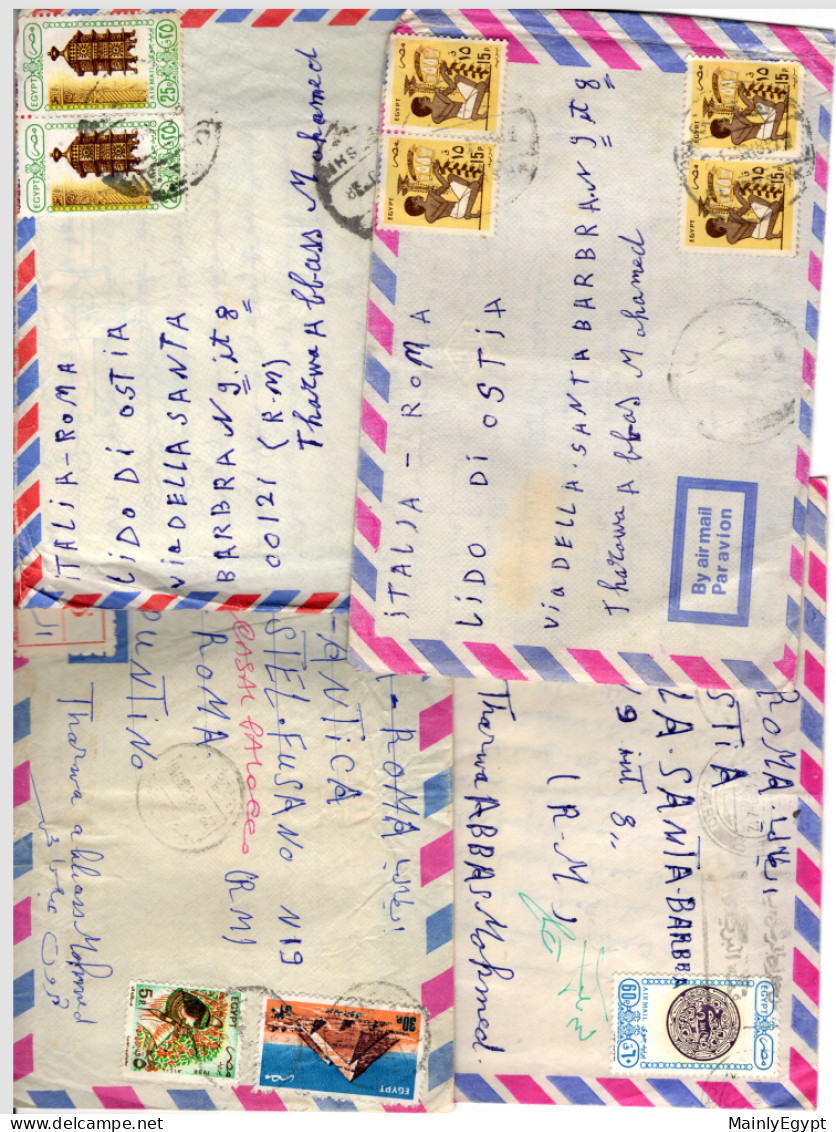 EGYPT: 32 Letters From Ahmed In Cairo To Tharwa In Italy. Most Unopened, All With Arabic Handwritten Letters In  (B169) - Storia Postale