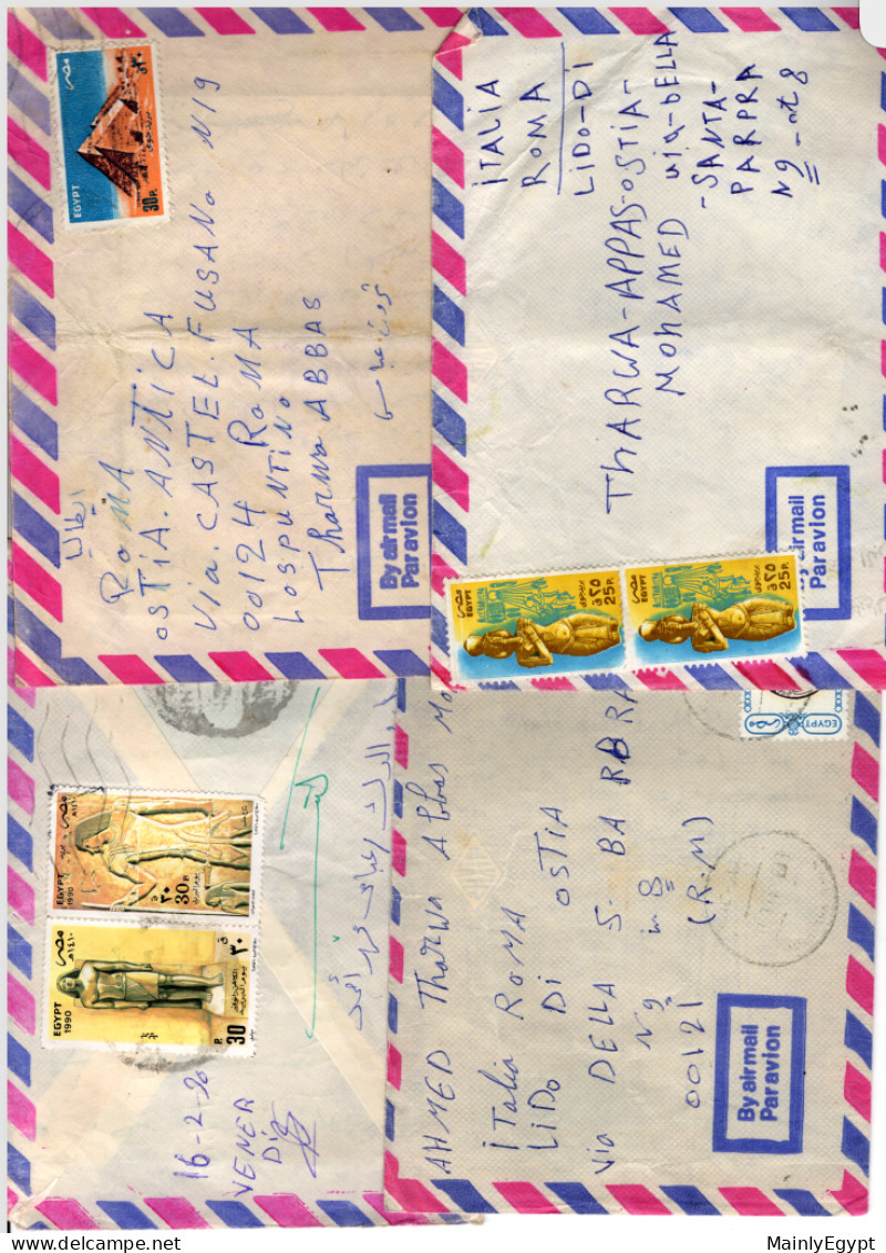 EGYPT: 32 letters from Ahmed in Cairo to Tharwa in Italy. Most unopened, all with arabic handwritten letters in  (B169)