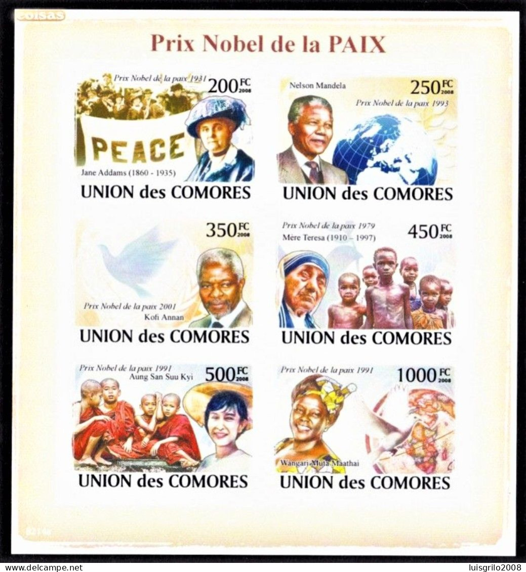 Prix Nobel De La Paix - Nelson Mandela, Kofi Annan, Madre Teresa De Calcutá -|- Comores, 2008 - MNH . Imperforated - Mère Teresa