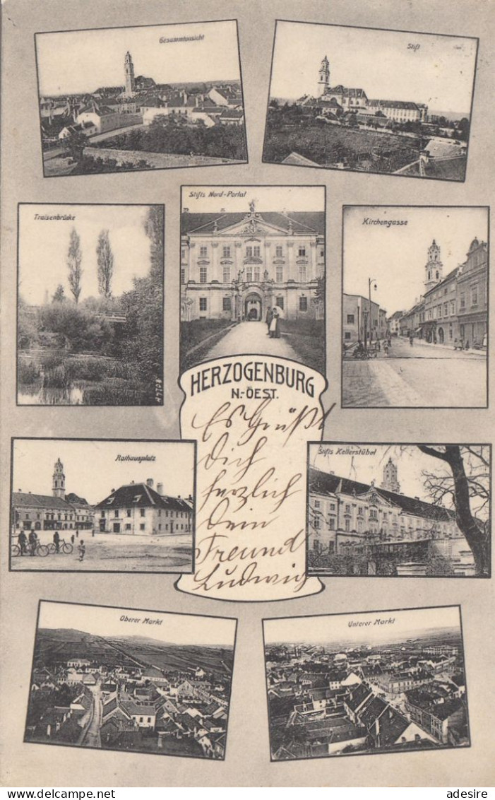 HERZOGENBURG (NÖ) - Sehr Seltene Und Schöne Mehrbilder-Karte Gel.1908? Nach Wien ... - Herzogenburg