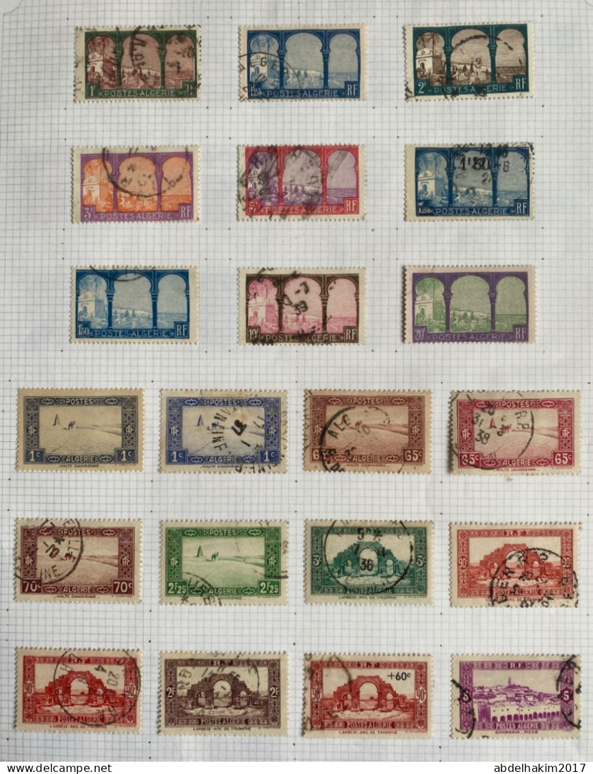 Algérie, Collection De Timbres Oblitérés Dont Centenaire, Blessés Au Maroc, Pionniers Du Desert, Très Intéressante - Colecciones & Series