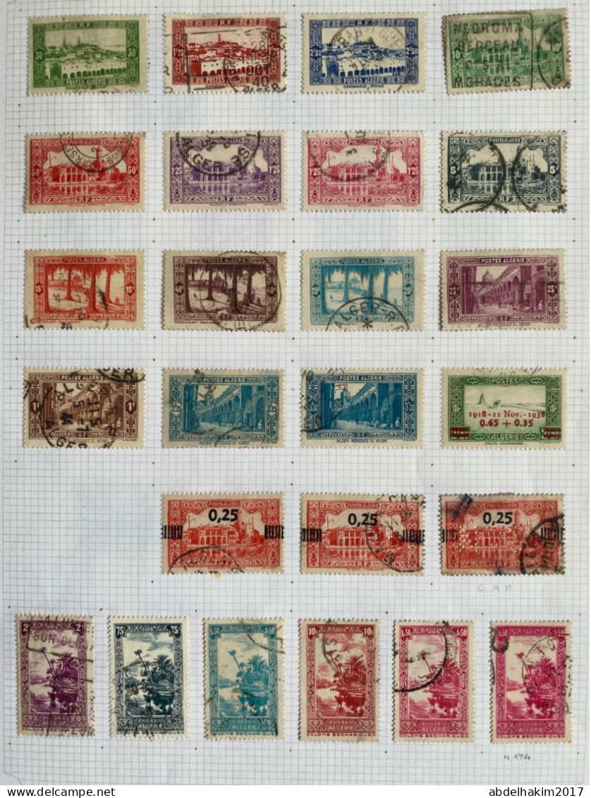 Algérie, Collection De Timbres Oblitérés Dont Centenaire, Blessés Au Maroc, Pionniers Du Desert, Très Intéressante - Collections, Lots & Séries