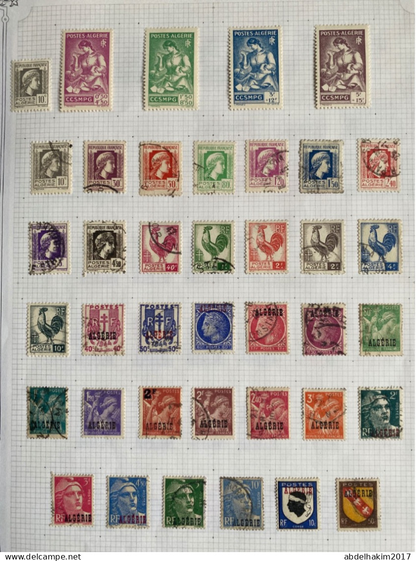 Algérie, Collection de timbres oblitérés dont centenaire, blessés au Maroc, pionniers du desert, très intéressante