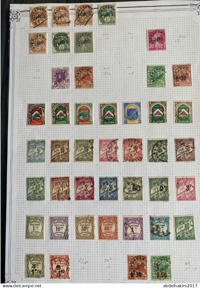 Algérie, Collection de timbres oblitérés dont centenaire, blessés au Maroc, pionniers du desert, très intéressante