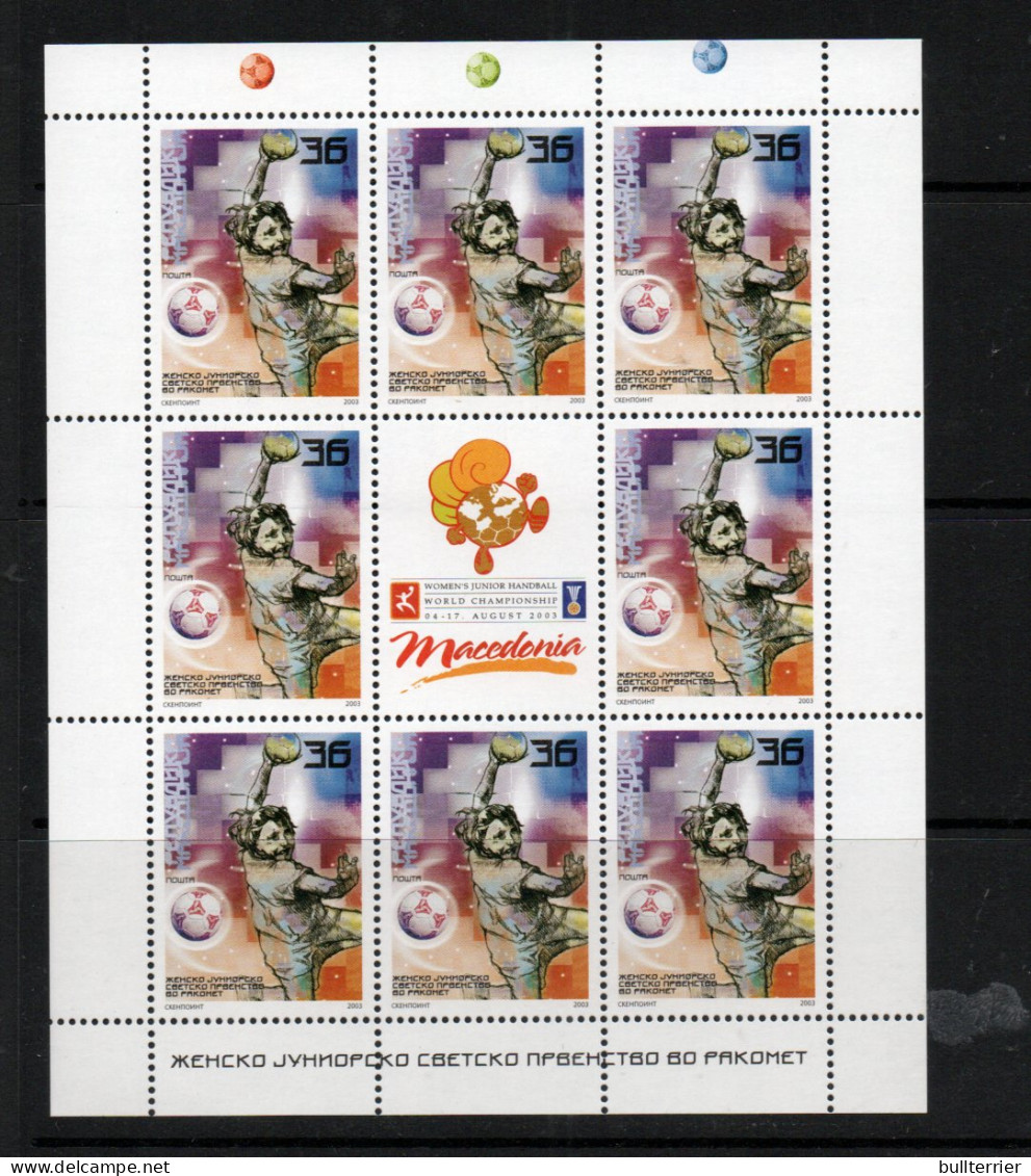 HANDBALL - MACEDONIA - 2003- WORLD YOUTH CHAMPIONSHIPS  SHEETLET OF 8 + LABEL  MINT NEVER HINGED,  - Handball