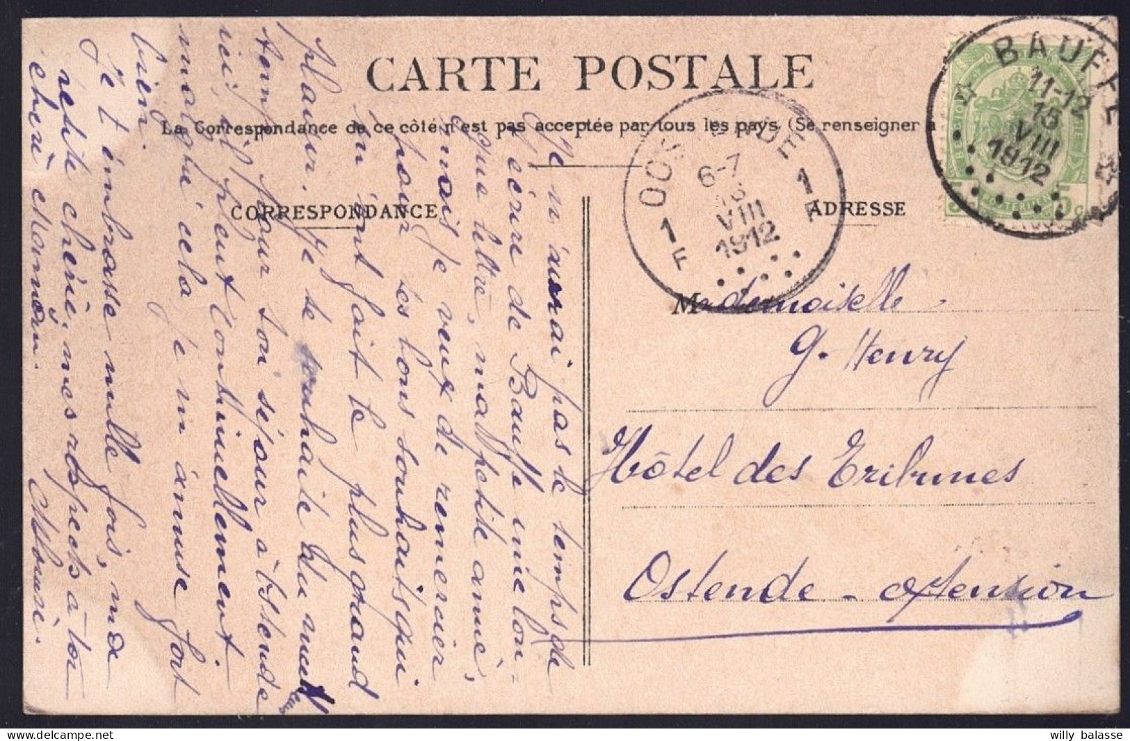 +++ CPA - BAUFFE - Pensionnat St Joseph - Le Grand Tilleul - Cachet Relais 1912  // - Lens