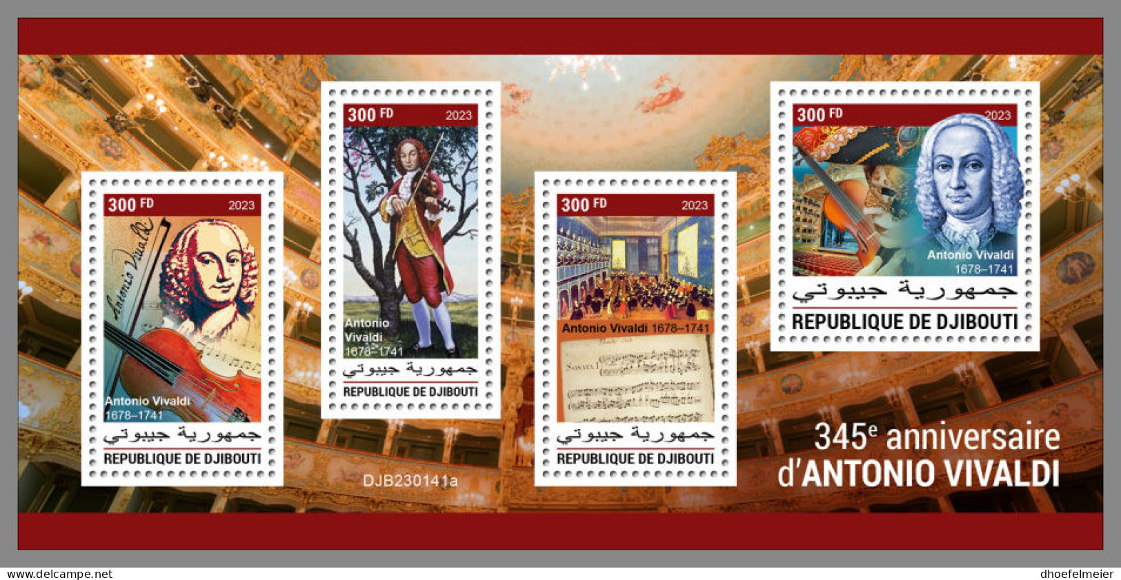 DJIBOUTI 2023 MNH Antonio Vivaldi Composer Komponist Compositeur M/S - OFFICIAL ISSUE - DHQ2332 - Musique