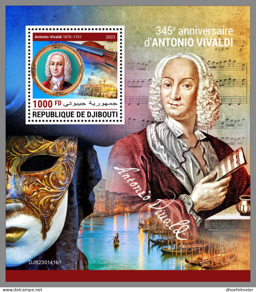 DJIBOUTI 2023 MNH Antonio Vivaldi Composer Komponist Compositeur S/S I - OFFICIAL ISSUE - DHQ2332 - Musique