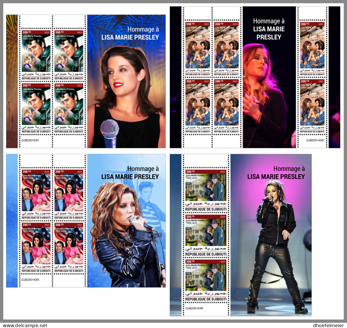 DJIBOUTI 2023 MNH Lisa Marie Presley Elvis Presley 4M/S - IMPERFORATED - DHQ2332 - Elvis Presley