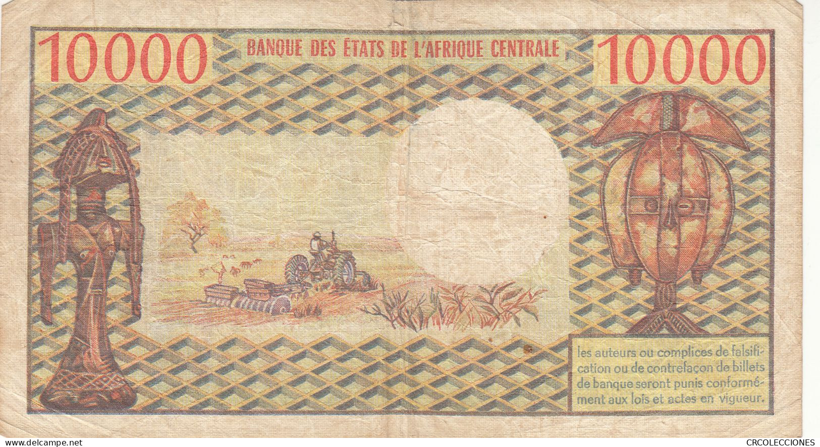 CRBX233 BILLETE GABON 10000 FRANCOS BC - Gabon