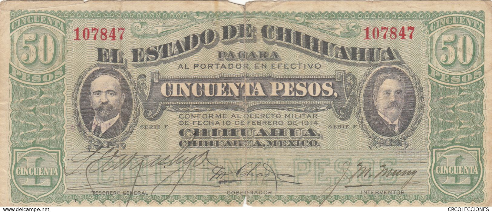 CRBX246 BILLETE MEXICO 50 PESOS 1914 BC - Mexique