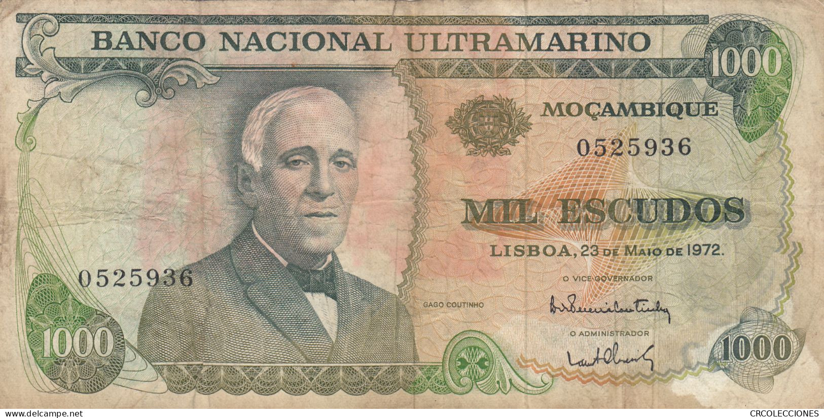 CRBX251 BILLETE MOZAMBIQUE 1000 ESCUDOS 1972 BC - Mozambique