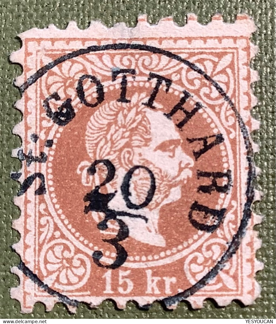 ST GOTTHARD (Szentgotthárd Ungarn) DKL BLAU Seltener Stpl RYAN 400P Österreich 1867 (Austria Hongrie Autriche Hungary - Used Stamps
