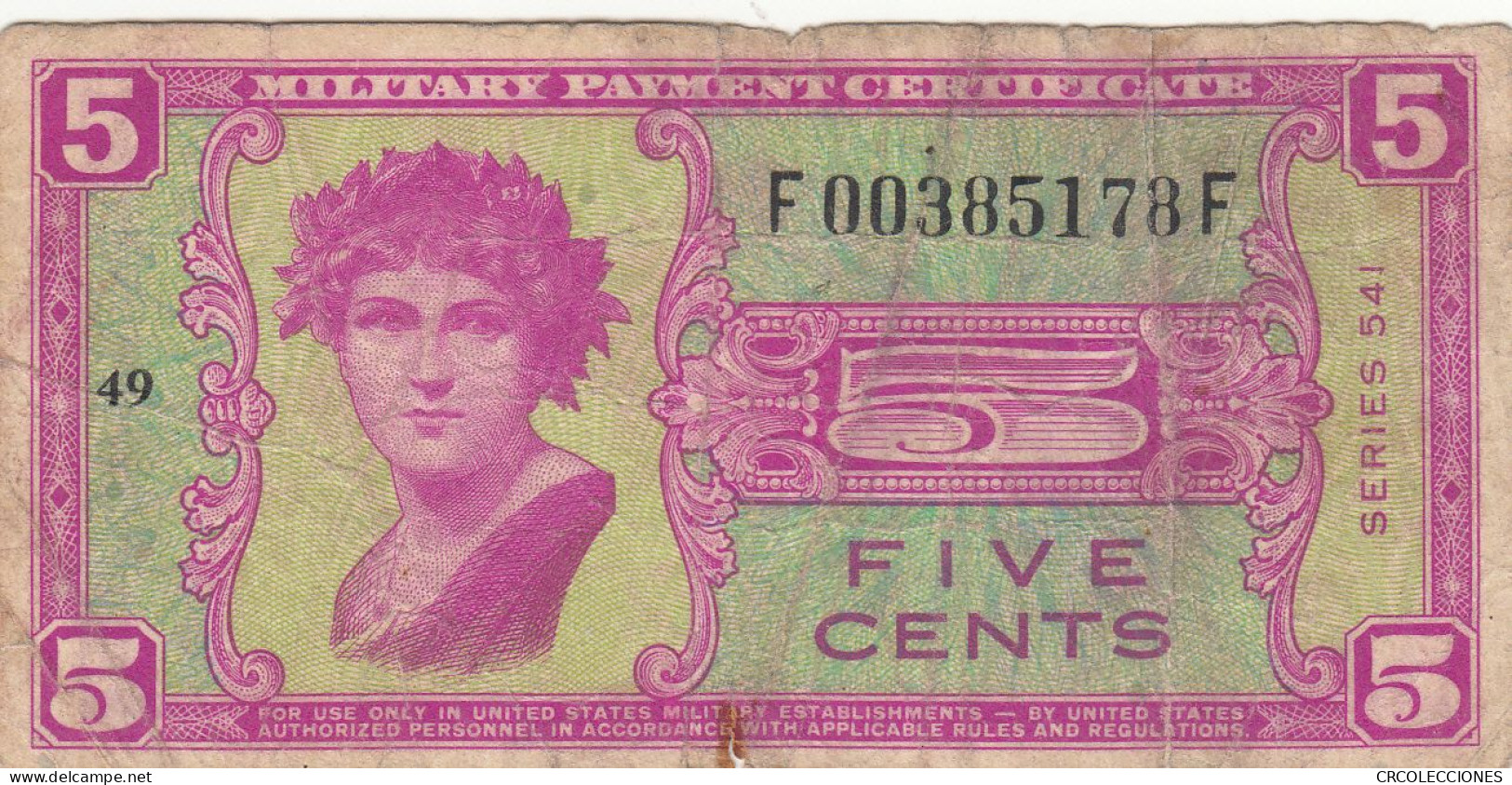 CRBX267 BILLETE EEUU 5 CENTS MILITAR BC - Non Classés