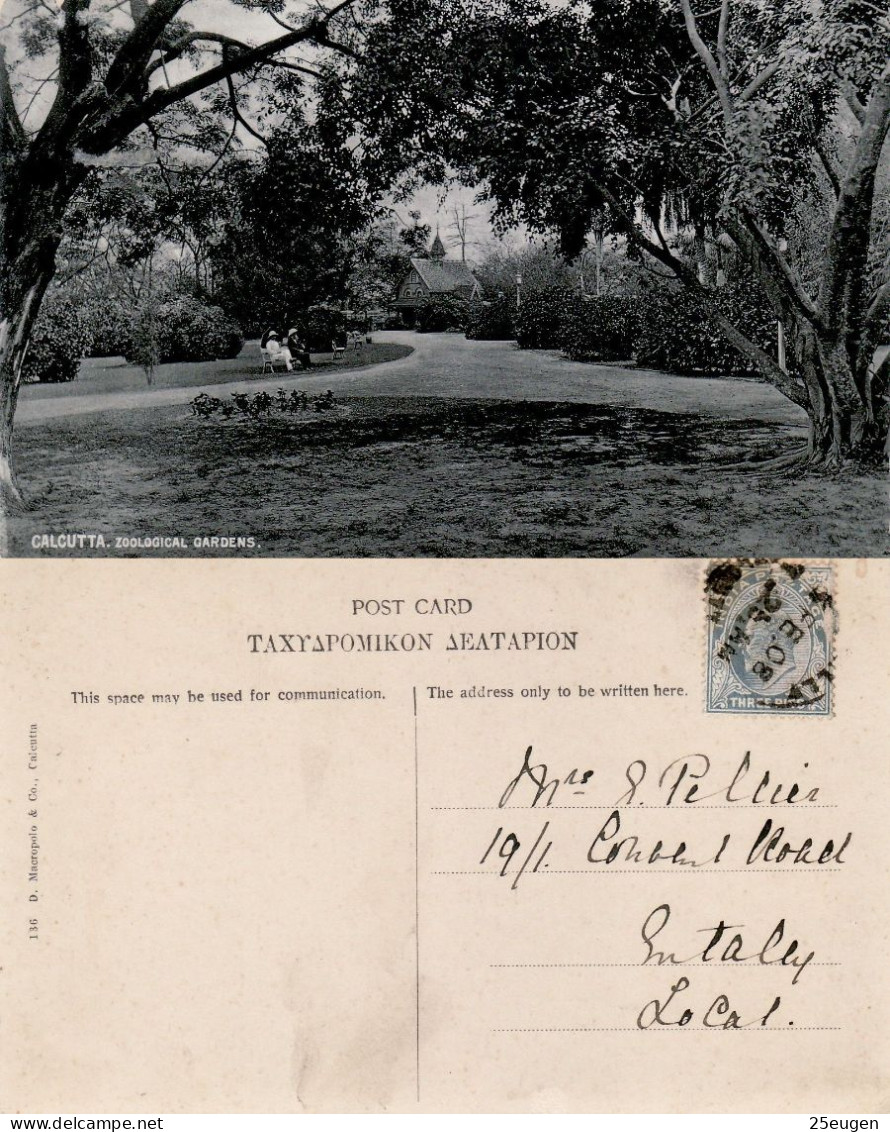 INDIA 1908 POSTCARD SENT FROM CALCUTTA - 1902-11 King Edward VII
