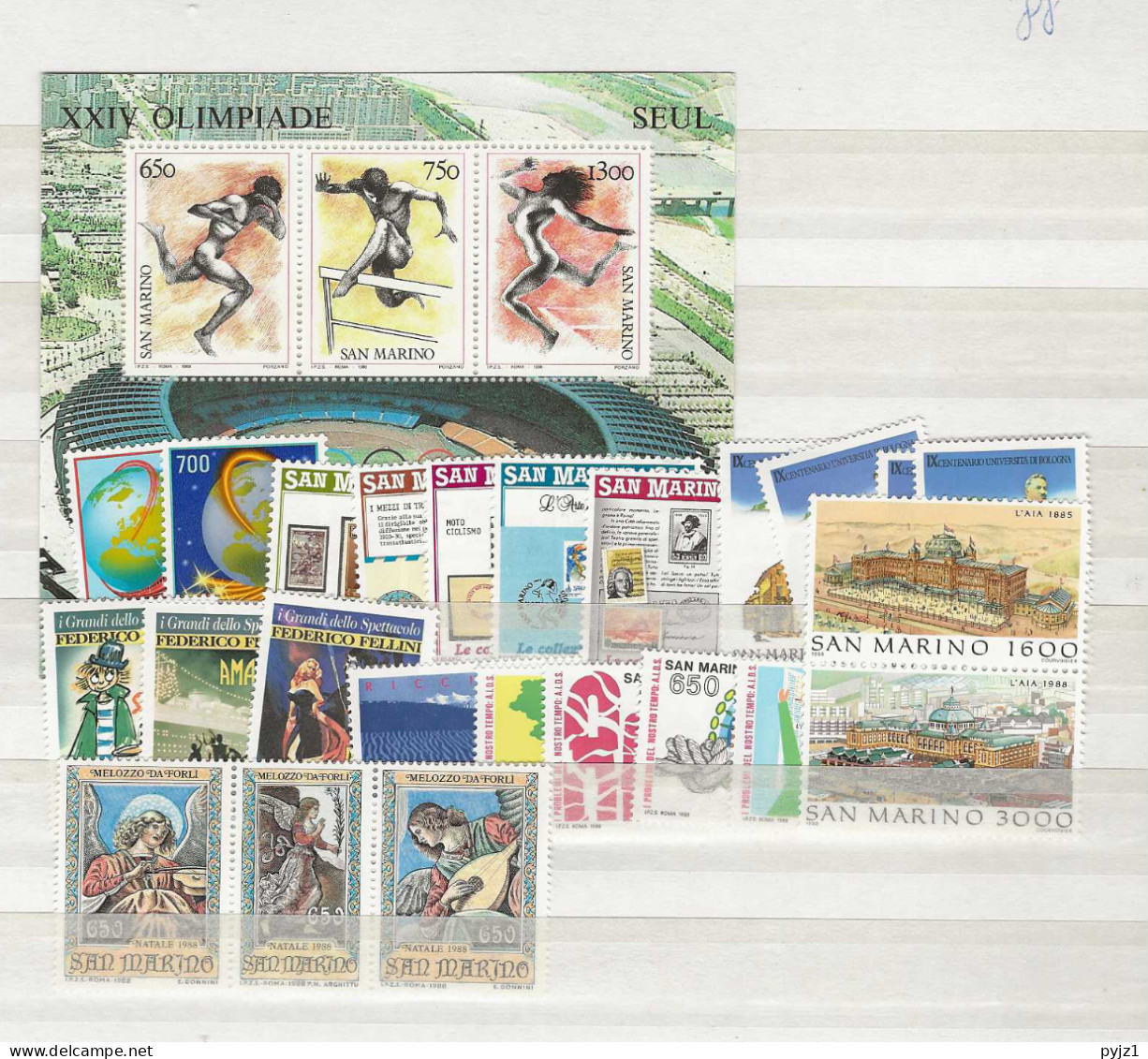 1988  MNH San Marino Year Complete, Postfris** - Années Complètes