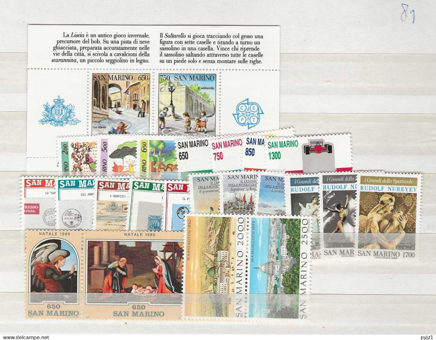 1989  MNH San Marino Year Complete, Postfris** - Années Complètes