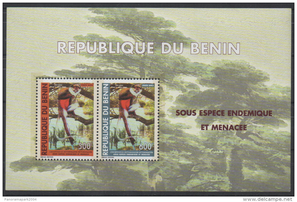 Bénin 2003 Mi. Bl. 59 Sous Espece Endemique Et Menacée Singe à Ventre Rouge Ape Monkey Affe - Benin – Dahomey (1960-...)