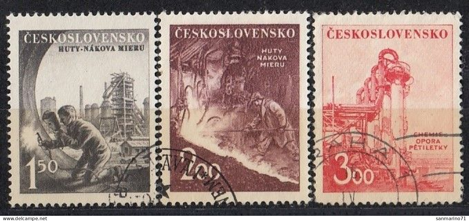 CZECHOSLOVAKIA 709-711,used,falc Hinged - Usines & Industries