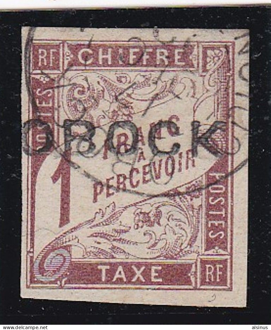 FRANCE - OBOCK - TIMBRE TAXE - 1F MARRON - N° 16 - OBLITERE - Gebraucht