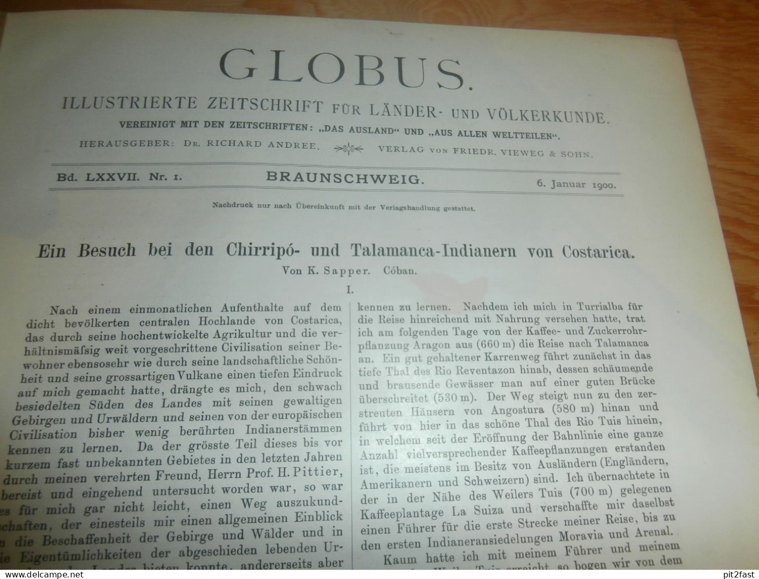 Völkerkunde Januar Bis Juni 1900 Gebundene GLOBUS Zeitschriften , Expedition , Kolonie , Reise , Berichte , Etnologie ! - 4. Neuzeit (1789-1914)