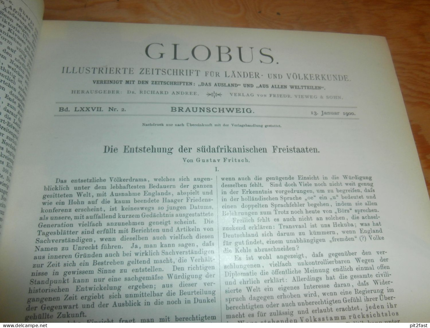 Völkerkunde Januar bis Juni 1900 gebundene GLOBUS Zeitschriften , Expedition , Kolonie , Reise , Berichte , Etnologie !