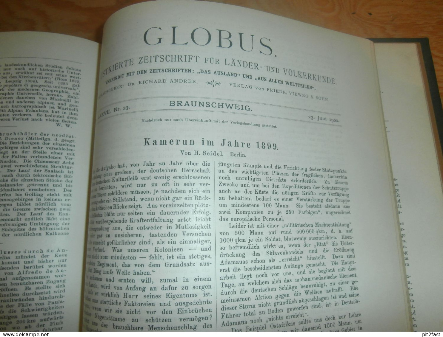 Völkerkunde Januar bis Juni 1900 gebundene GLOBUS Zeitschriften , Expedition , Kolonie , Reise , Berichte , Etnologie !