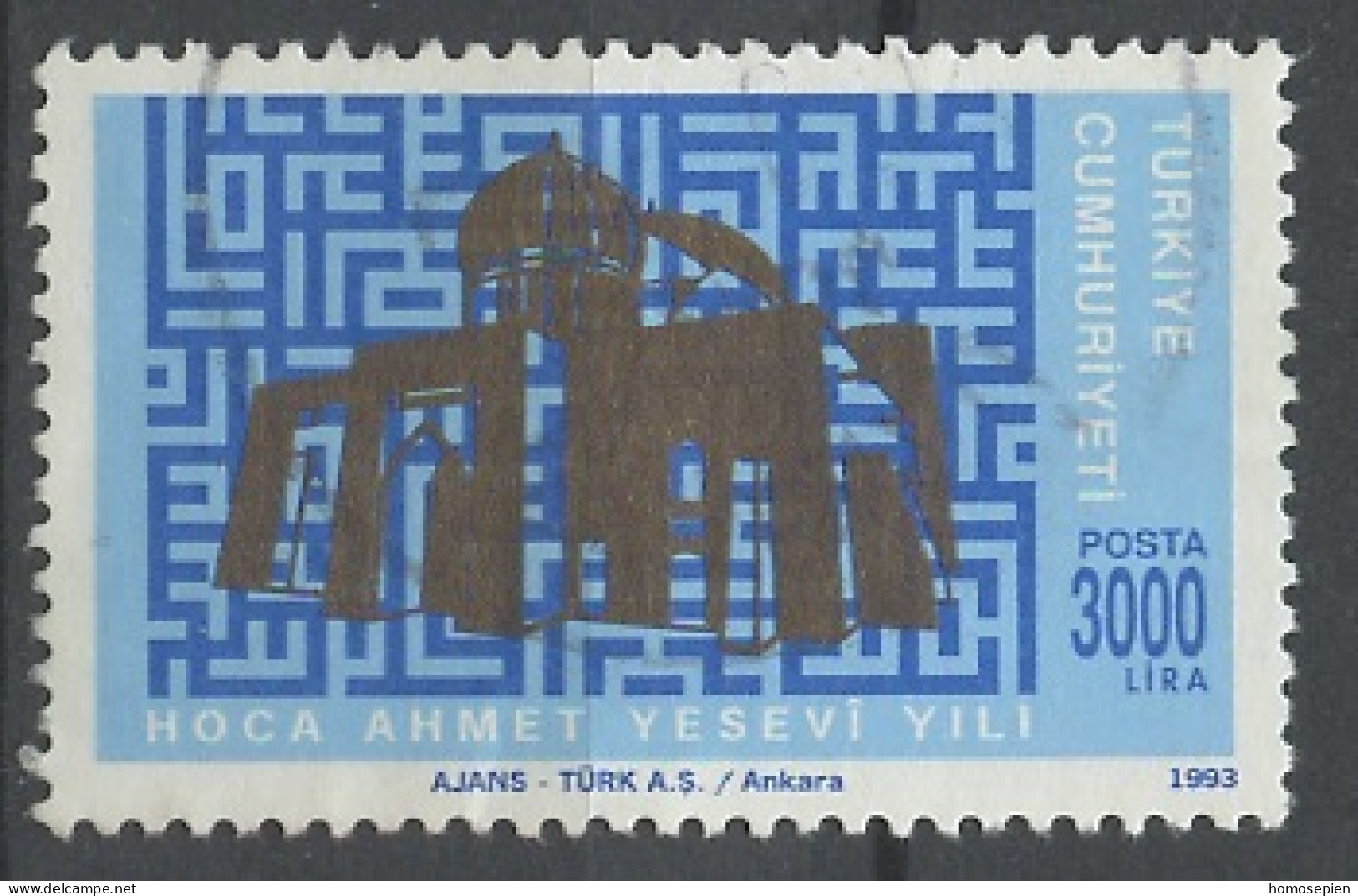 Turquie - Türkei - Turkey 1993 Y&T N°2741 - Michel N°2993 (o) - 3000l H A Yesevi - Gebraucht