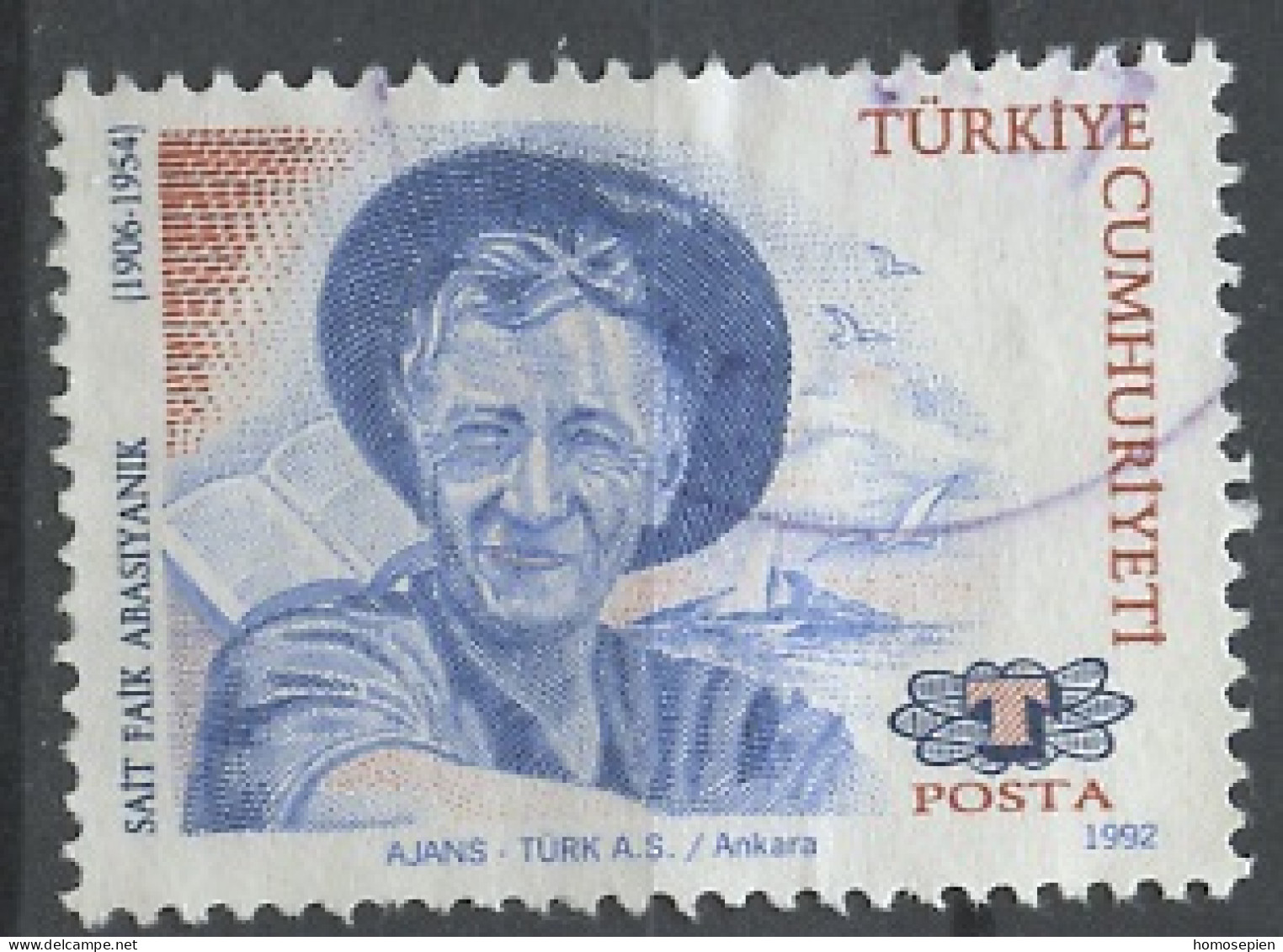 Turquie - Türkei - Turkey 1993 Y&T N°2724 - Michel N°2976 (o) - (svi) Sait Faik Abasiyanik - Gebraucht