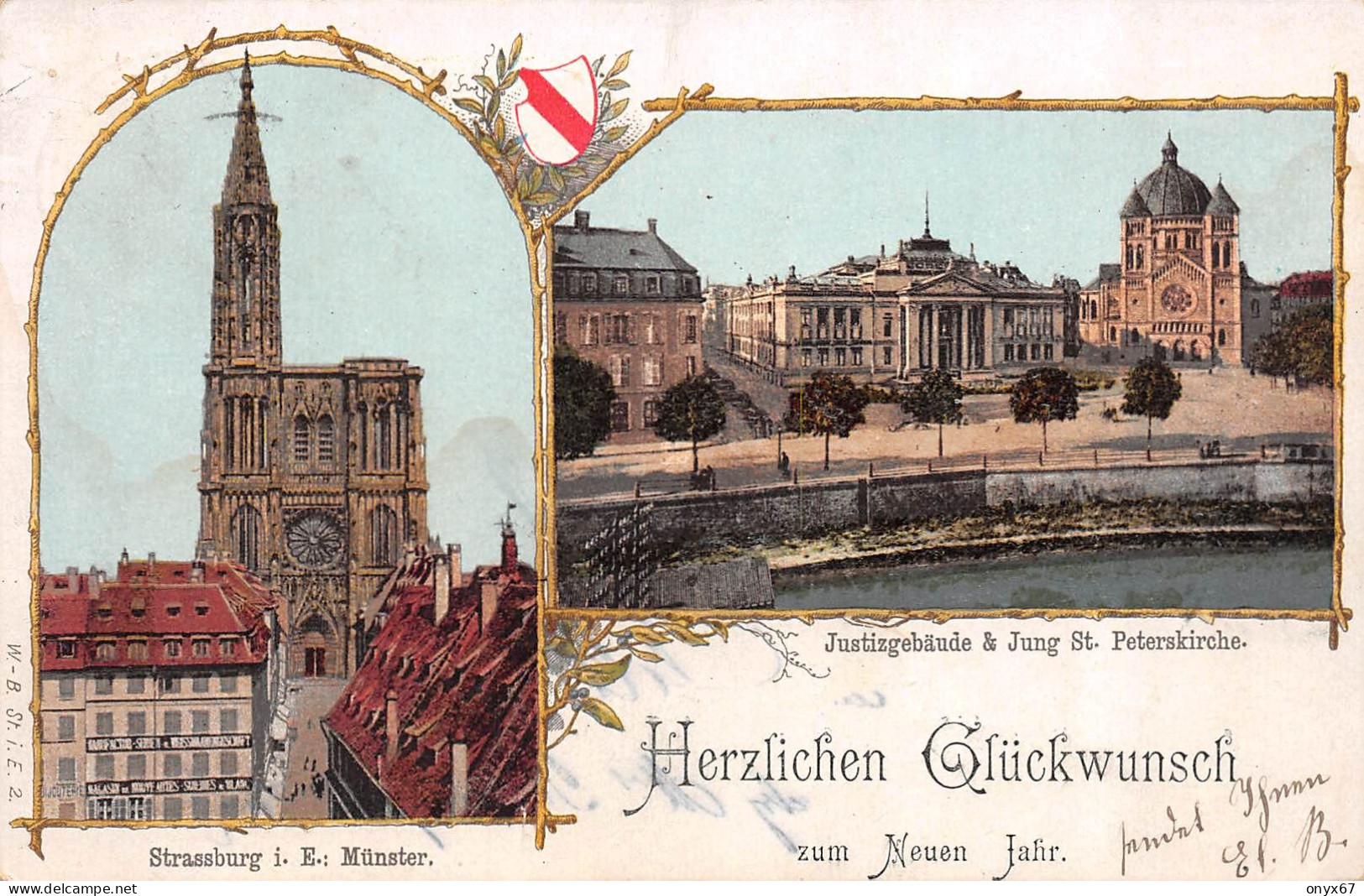 STRASBOURG-STRASSBURG-Bas-Rhin-Fantaisie Herzlichen Glückwunsch-Cathédrale-Palais Justice Eglise Saint-Pierre-01-01-1900 - Strasbourg