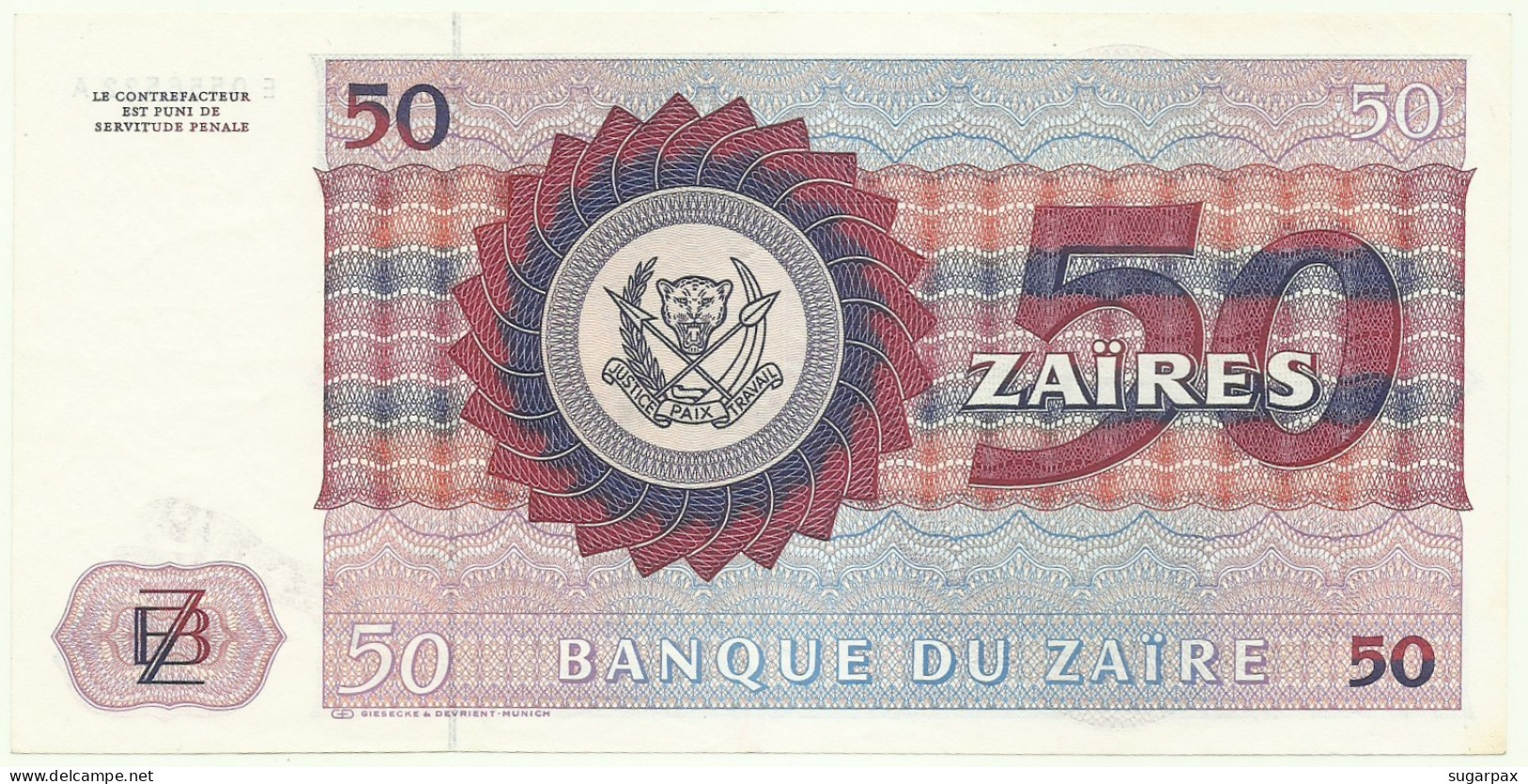 Zaïre - 50 Zaïres - 4.2.1980 - Pick 25.a - Sign. 5 - ( 190 X 94 ) Mm - Mobutu - Zaïre