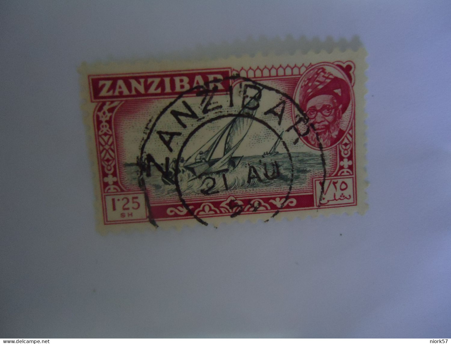 ZANZIBAR USED STAMPS  BOATS   WITH POSTMARK  ZANZIBAR 1955 - Zanzibar (1963-1968)