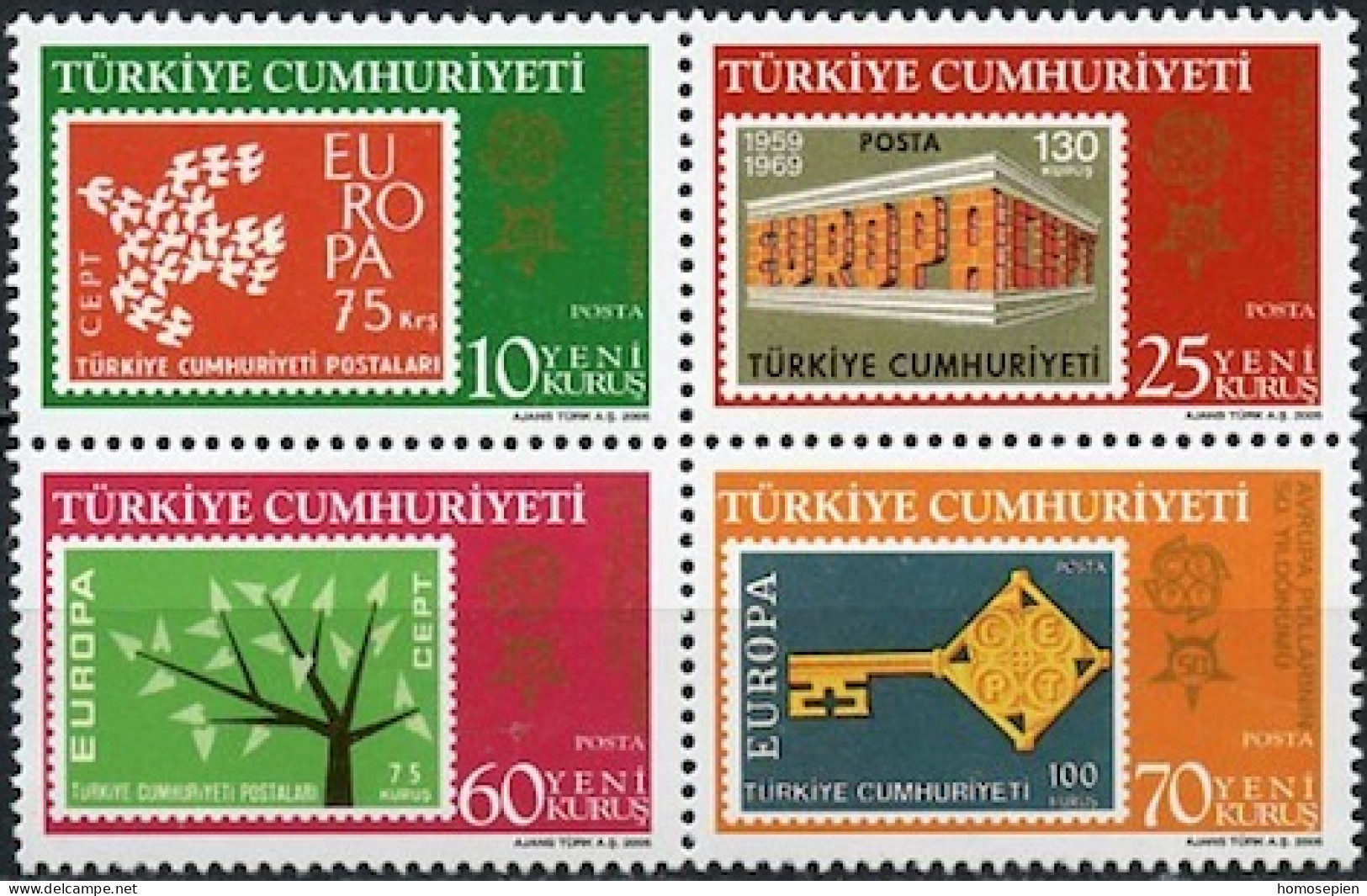 Turquie - Türkei - Turkey 2005 Y&T N°(1 à 4) - Michel N°3495 à 3497 *** - EUROPA - Dentelé - Se Tenant - Unused Stamps