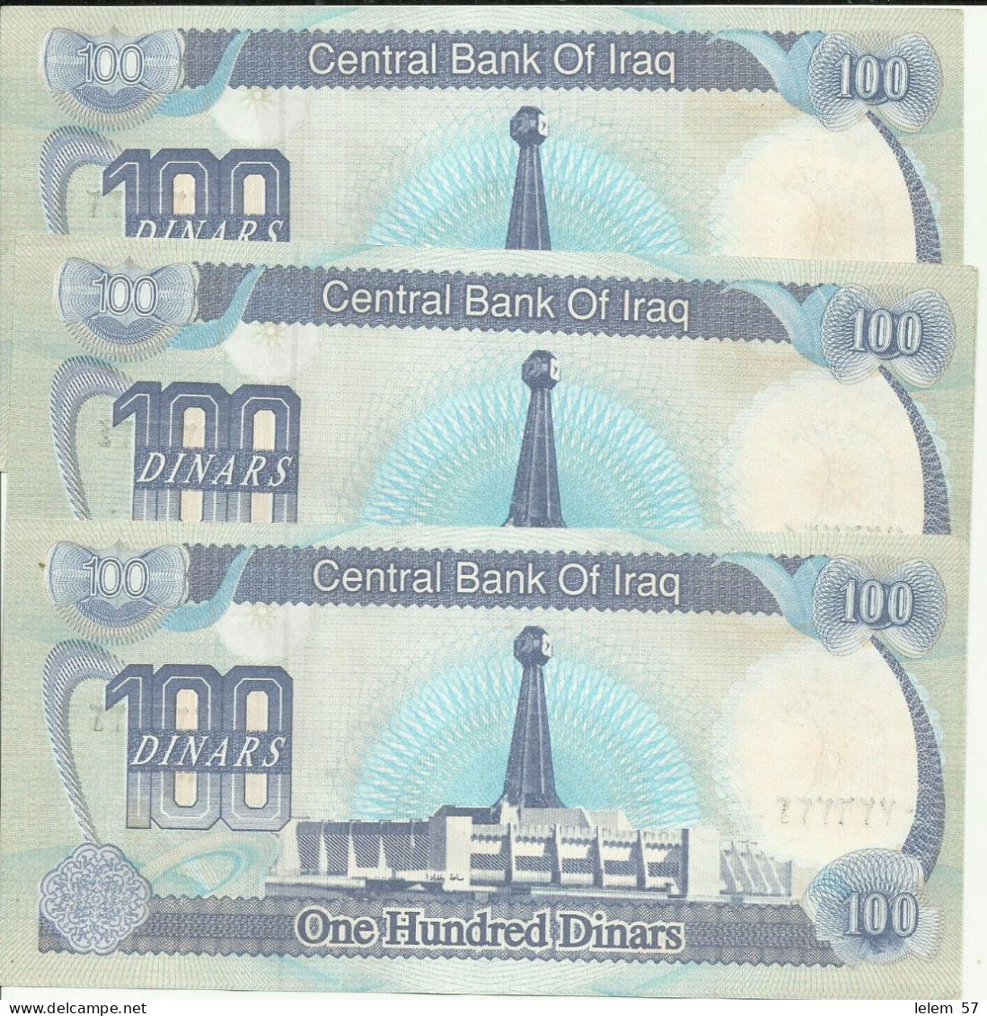 Iraq 100 Dinars 1994 Saddam Hussein 3 Pieces Paper UNC - Iraq