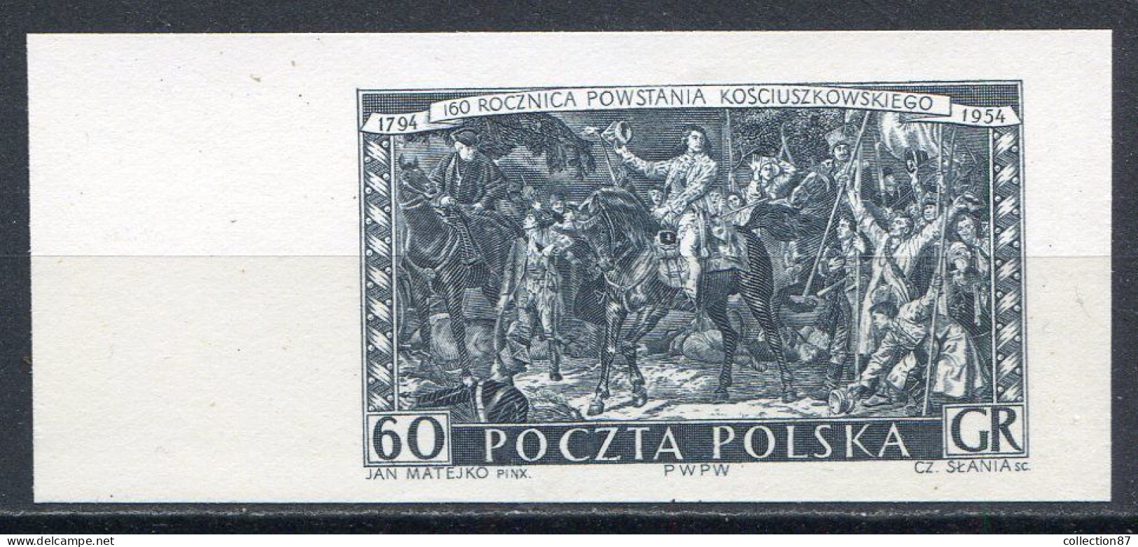 POLOGNE < ESSAI Yvert N° 790 < KOSCIUSZKO à CHEVAL Au MILIEU Des INSURGÉS - Prototype De Gravure - Varietà E Curiosità