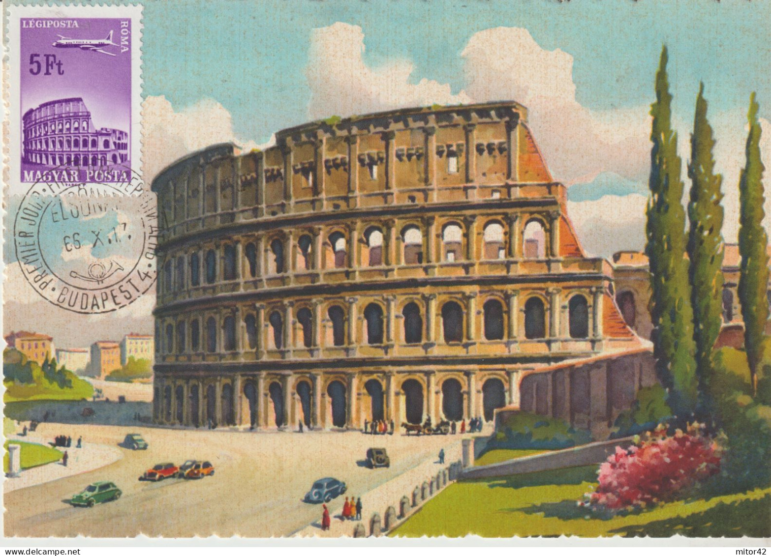 14-Tematica Saluti Da "Italia Nel Mondo": Ungheria 1973- Roma: Colosseo-Cartolina Maximum - Souvenir De...