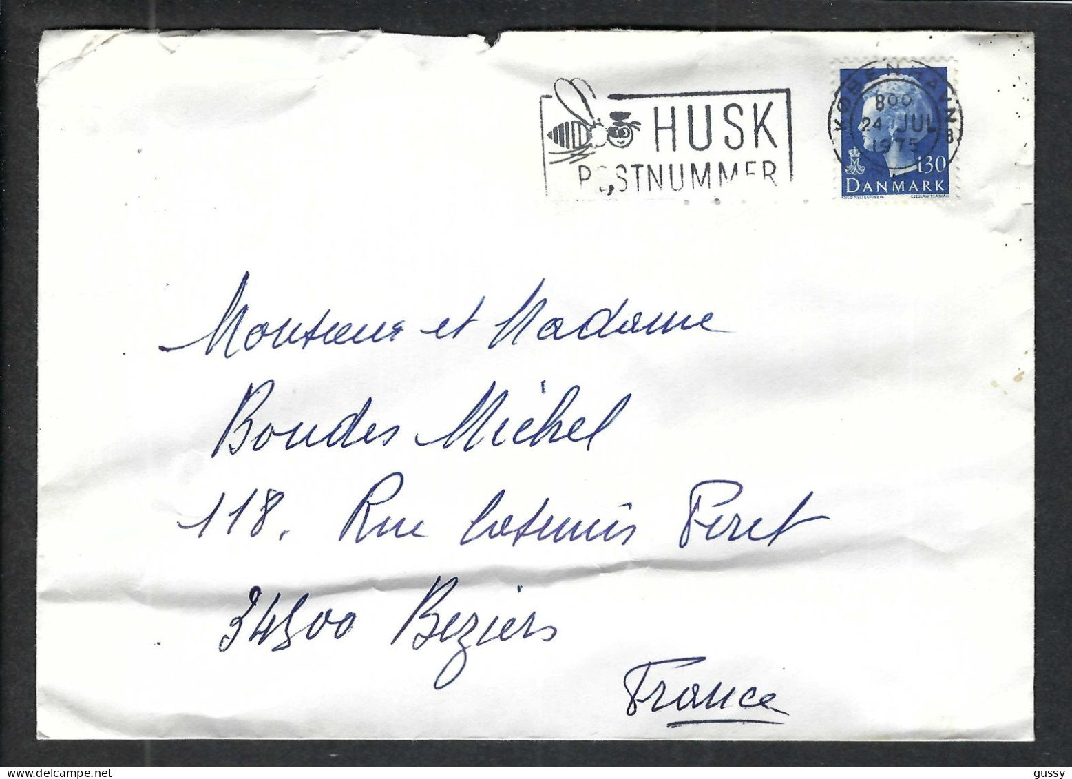DANEMARK 1975: LSC De Copenhague Pour Béziers (Hérault, France) - Briefe U. Dokumente