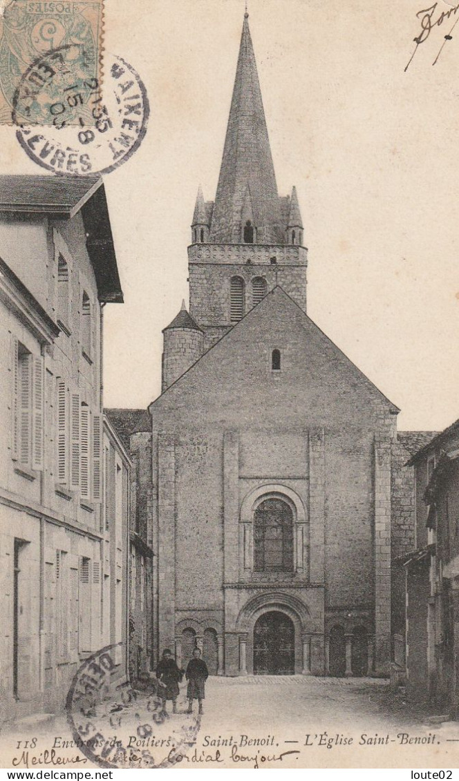 CPA ENVIRONS DE POITIERS    SAINT BENOIT L EGLISE SAINT BENOIT  ECRITE - Saint Benoît