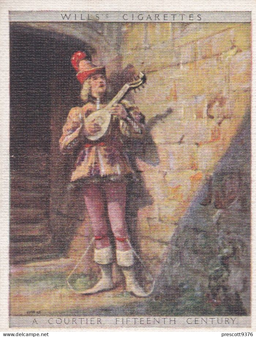 English Period Costumes 1927 - 8 Courtier 15th C  - Wills Cigarette Card - Original Card - Large Size - Wills