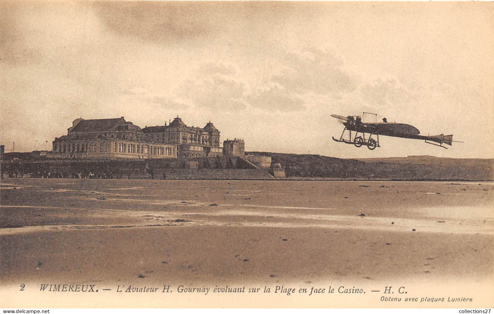 62-WIMEREUX- L'AVIATEUR, H GOURNAY EVOLUANT SUR LA PLAGE EN FACE LE CASINO - Autres & Non Classés