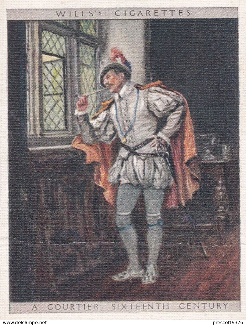 English Period Costumes 1927 - 13 Courtier 16th C  - Wills Cigarette Card - Original Card - Large Size - Wills