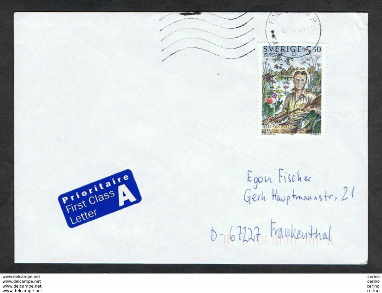 SWEDEN: 1994 PRIORITY COVERT WITH EUROPA CEPT 5 K. 50 (1823) - TO GERMANY - Lettres & Documents