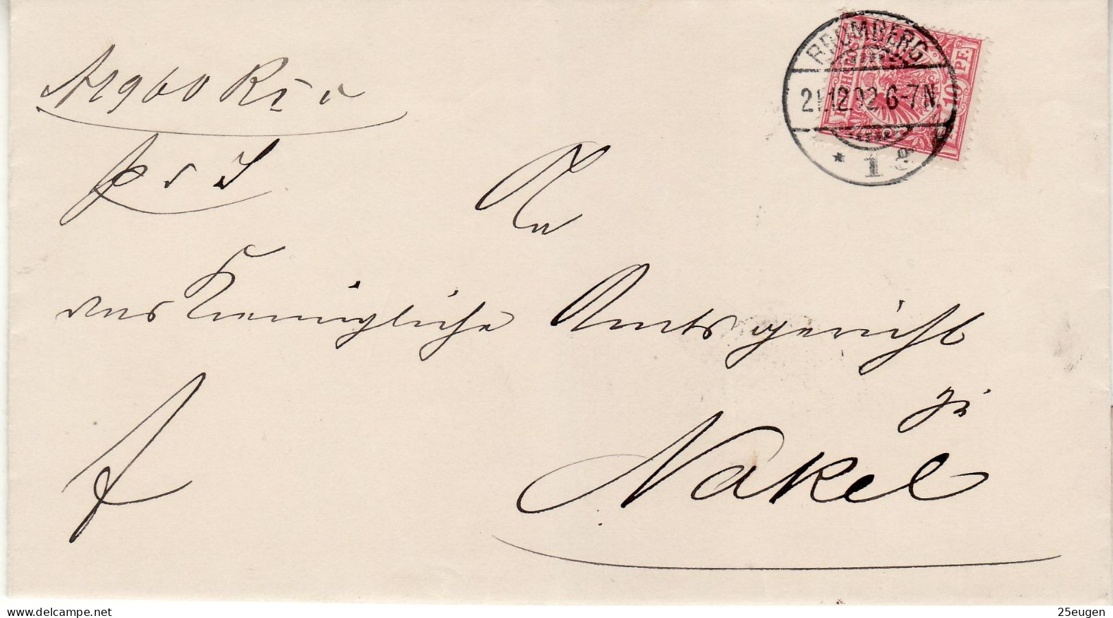 POLAND / GERMAN ANNEXATION 1892  LETTER  SENT FROM  BYDGOSZCZ / BROMBERG / TO  NAKŁO / NAKEL / - Covers & Documents