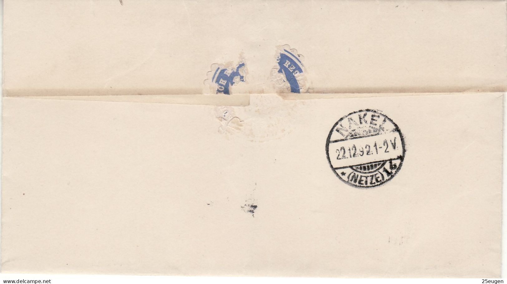 POLAND / GERMAN ANNEXATION 1892  LETTER  SENT FROM  BYDGOSZCZ / BROMBERG / TO  NAKŁO / NAKEL / - Covers & Documents