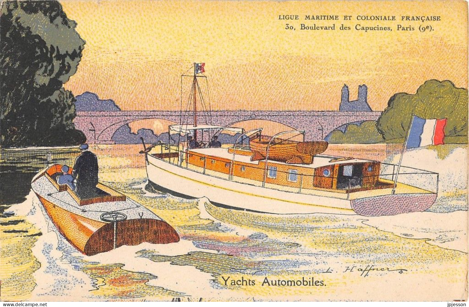 ILLUSTRATEUR - HAFFNER - MARINE - YACHTS AUTOMOBILES - LIGUE MARITIME ET COLONIALE - Haffner