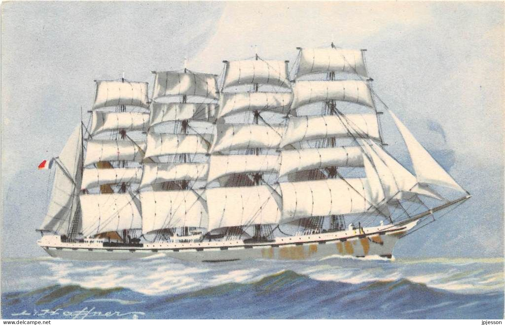 ILLUSTRATEUR - HAFFNER - MARINE - CINQ MATS BARQUE "LA FRANCE" - LIGUE MARITIME ET COLONIALE - Haffner