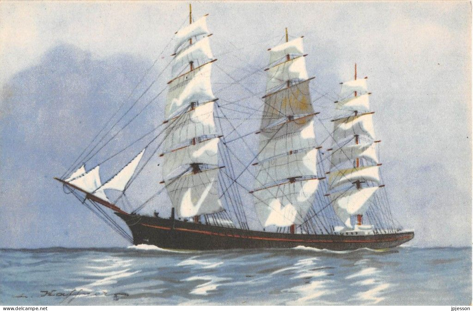 ILLUSTRATEUR - HAFFNER - MARINE - TROIS MATS FRANC - LIGUE MARITIME ET COLONIALE - Haffner